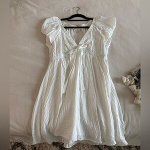 Promesa Ivory Textured Dress - Puff Sleeves